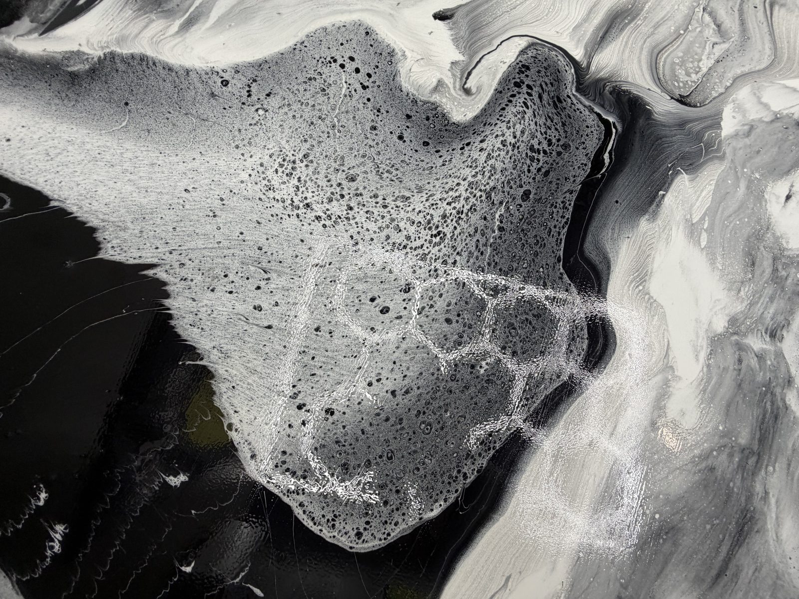 Metallic epoxy floor detail, cellular texture